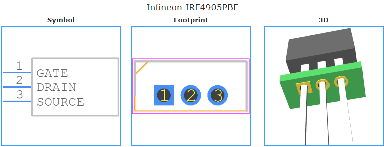 IRF4905PBF引脚图和PCB焊盘图