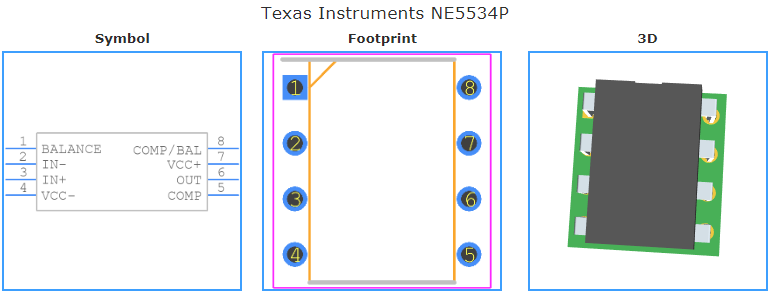 NE5534P引脚图和PCB焊盘图