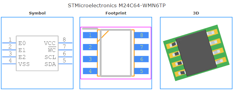 M24C64-WMN6TP引脚图和PCB焊盘图