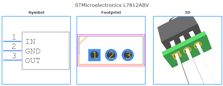 L7812ABV引脚图和PCB焊盘图