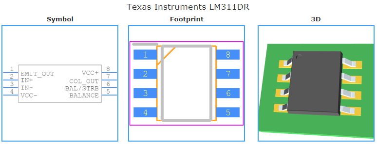 LM311DR引脚图和PCB焊盘图