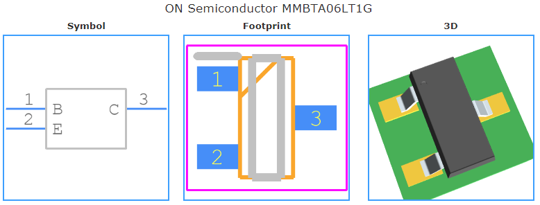 MMBTA06LT1G引脚图和PCB焊盘图