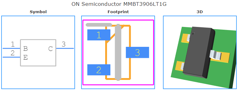 MMBT3906LT1G引脚图和PCB焊盘图