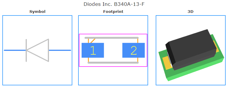 B340A-13-F引脚图和PCB焊盘图