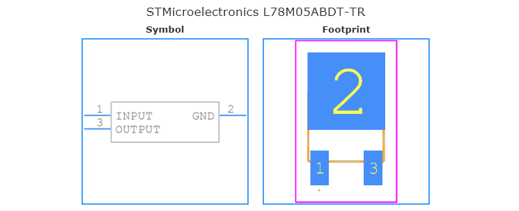 L78M05ABDT-TR引脚图和PCB焊盘图