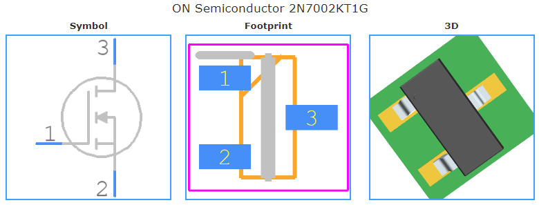 2N7002KT1G引脚图和PCB焊盘图