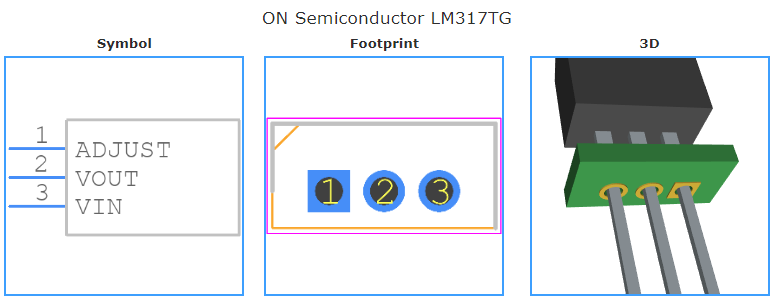 LM317TG引脚图和PCB焊盘图