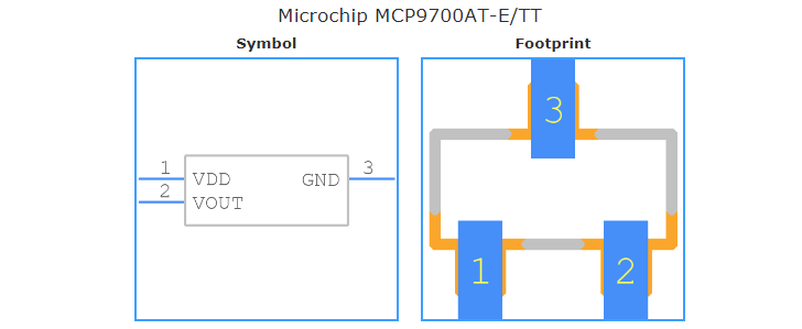 MCP9700AT-E/TT引脚图和PCB焊盘图