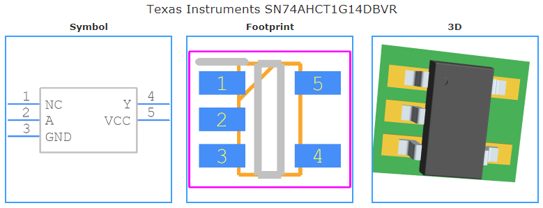 SN74AHCT1G14DBVR引脚图和PCB焊盘图