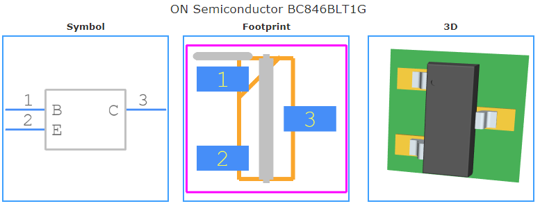 BC846BLT1G引脚图和PCB焊盘图