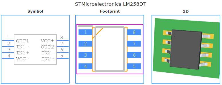 LM258DT引脚图和PCB焊盘图
