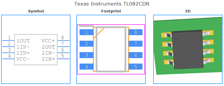 TL082CDR引脚图和PCB焊盘图