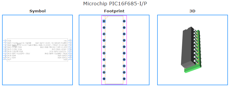 PIC16F685-I/P引脚图和PCB焊盘图
