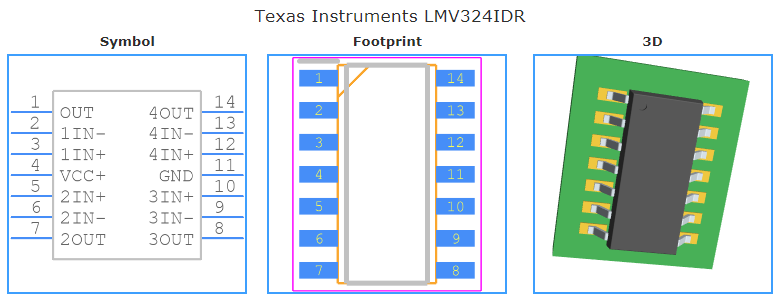 LMV324IDR引脚图和PCB焊盘图