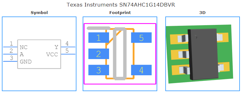SN74AHC1G14DBVR引脚图和PCB焊盘图