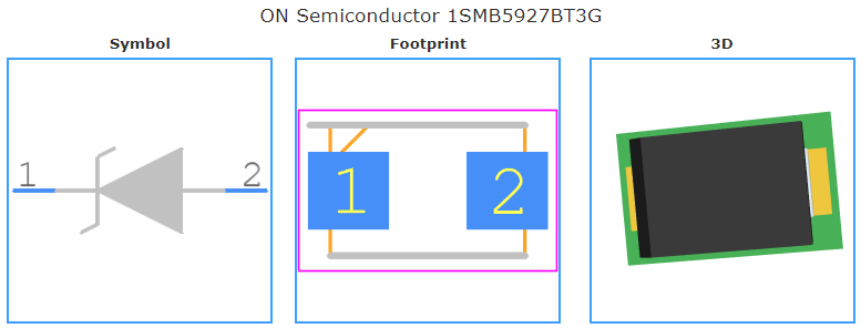 1SMB5927BT3G引脚图和PCB焊盘图