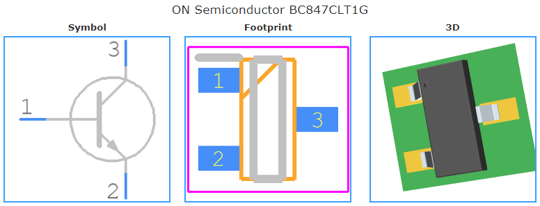 BC847CLT1G引脚图和PCB焊盘图