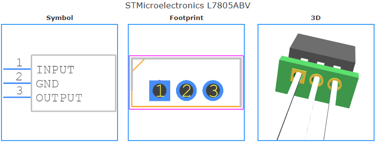 L7805ABV引脚图和PCB焊盘图
