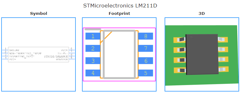 LM211DT引脚图和PCB焊盘图
