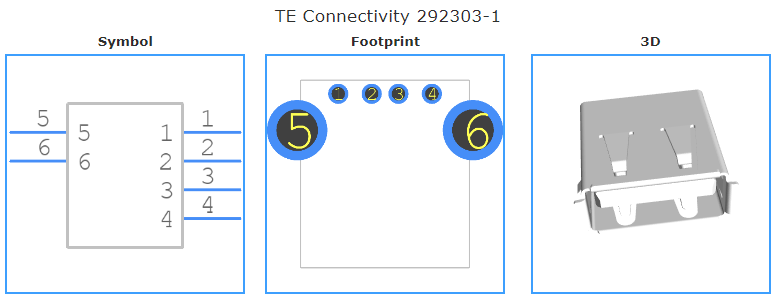 292303-1引脚图和PCB焊盘图