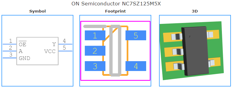 NC7SZ125M5X引脚图和PCB焊盘图