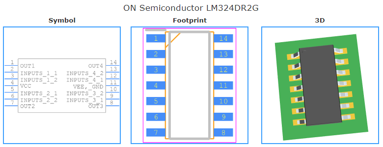 LM324DR2G引脚图和PCB焊盘图