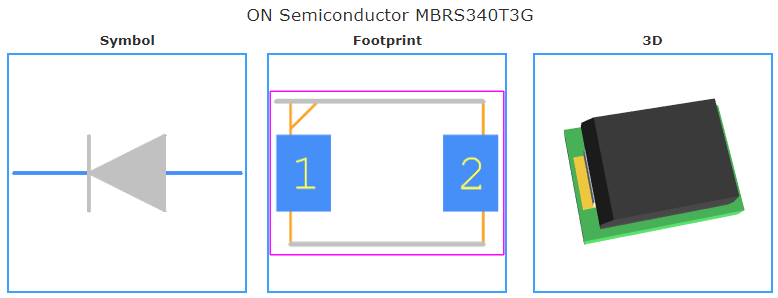 MBRS340T3G引脚图和PCB焊盘图
