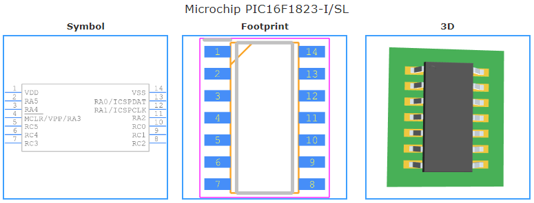 PIC16F1823-I/SL引脚图和PCB焊盘图