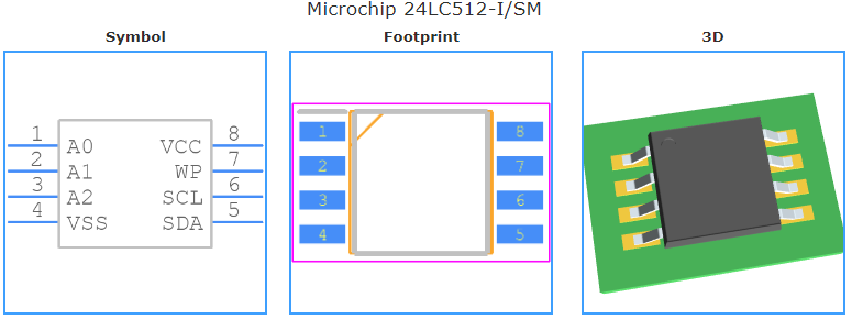 24LC512T-I/SM引脚图和PCB焊盘图