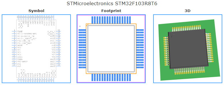STM32F103R8T6引脚图和PCB焊盘图
