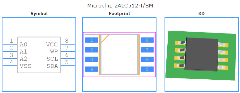 24LC512-I/SM引脚图和PCB焊盘图