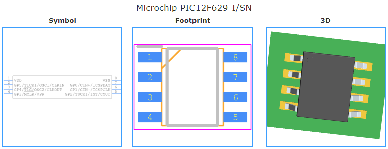PIC12F629-I/SN引脚图