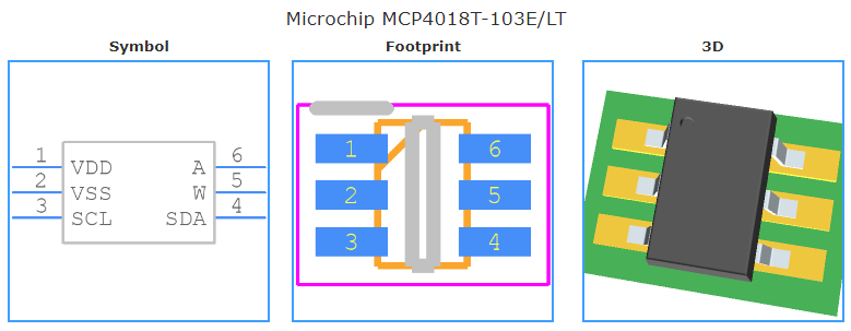 MCP4018T-103E/LT引脚图