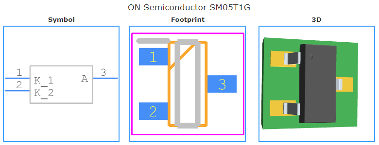 SM05T1G引脚图和PCB焊盘图