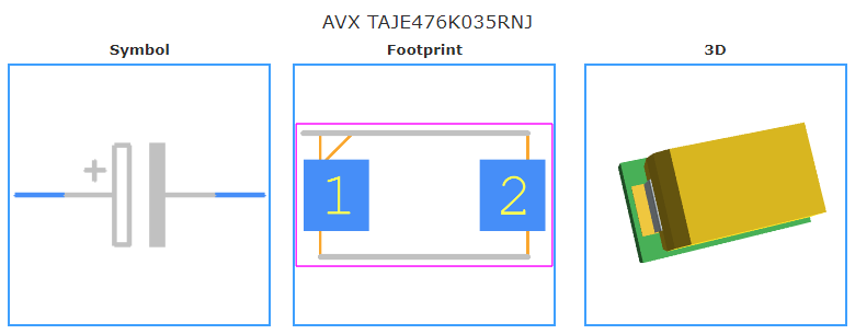 TAJE476K035RNJ引脚图和PCB焊盘图