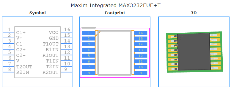 MAX3232EUE+T引脚图