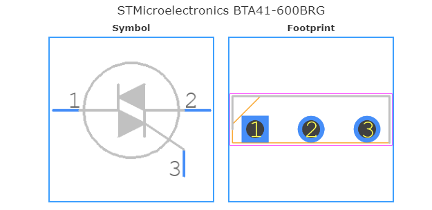 BTA41-600BRG引脚图和PCB焊盘图