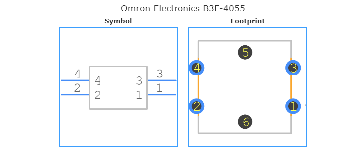 B3F-4055引脚图和PCB焊盘图