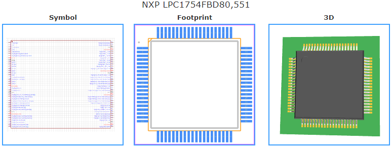 LPC1754FBD80引脚图和PCB焊盘图