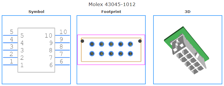430451012引脚图和PCB焊盘图