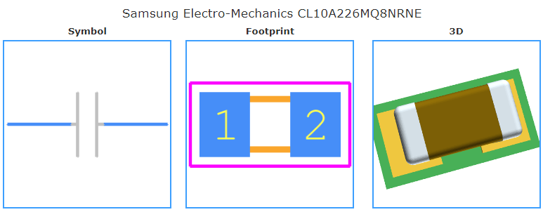 CL10A226MQ8NRNE引脚图和PCB焊盘图