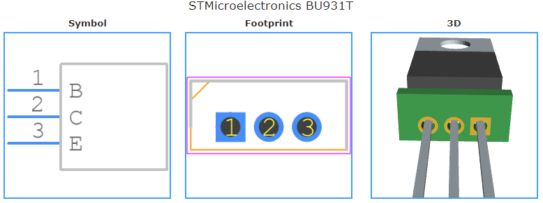 BU931T引脚图和PCB焊盘图