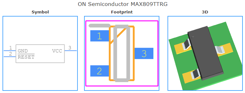 MAX809TTRG引脚图和PCB焊盘图