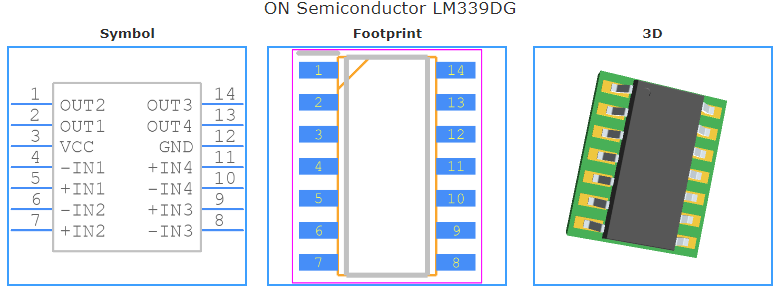LM339DG引脚图和PCB焊盘图