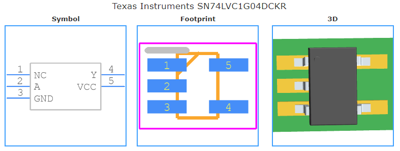 SN74LVC1G04DCKR引脚图和PCB焊盘图