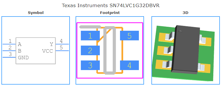 SN74LVC1G32DBVR引脚图和PCB焊盘图