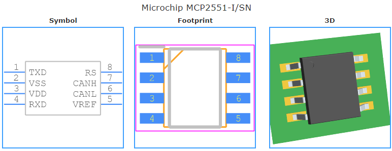 MCP2551-I/SN引脚图