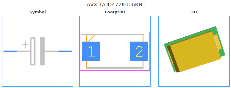 TAJD477K006RNJ引脚图和PCB焊盘图