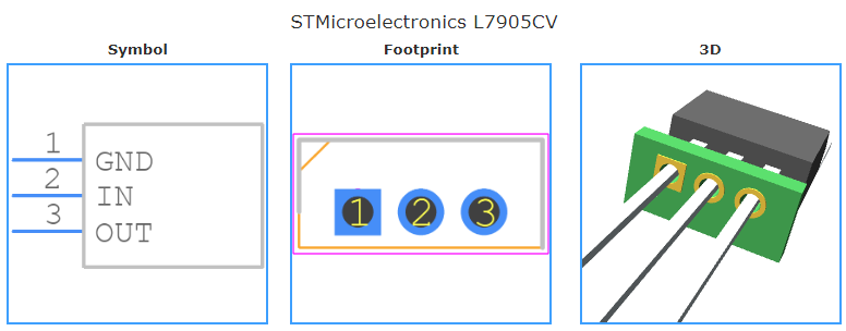 L7905CV引脚图和PCB焊盘图