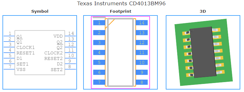 CD4013BM96引脚图和PCB焊盘图